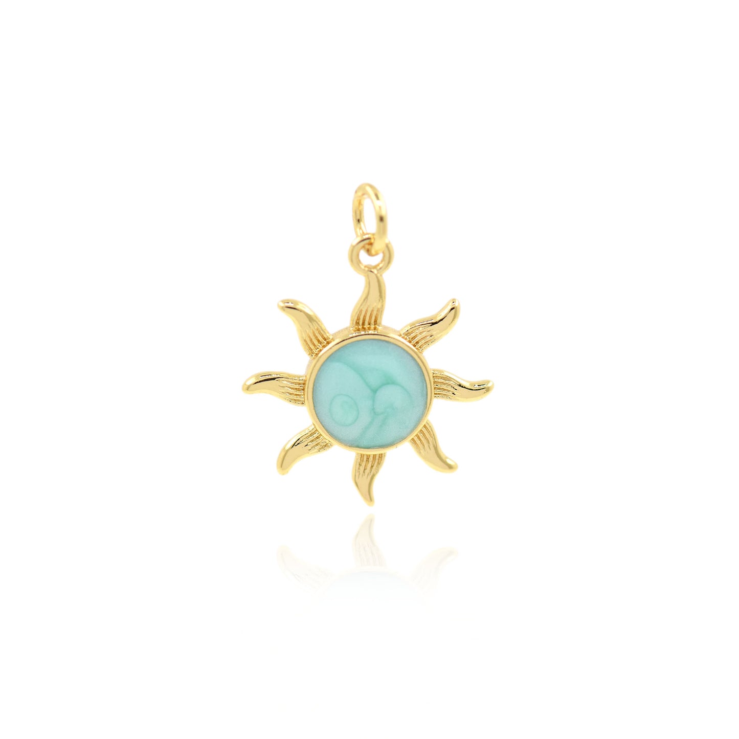 18K Gold Filled Enamel Sun Pendant 17.5mm
