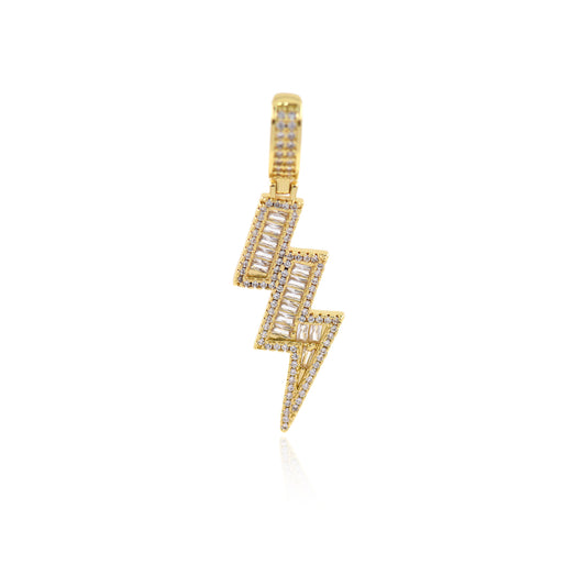 18K Gold Filled Mini Lightning Bolt Charm,Thunder Pendant 47x15mm