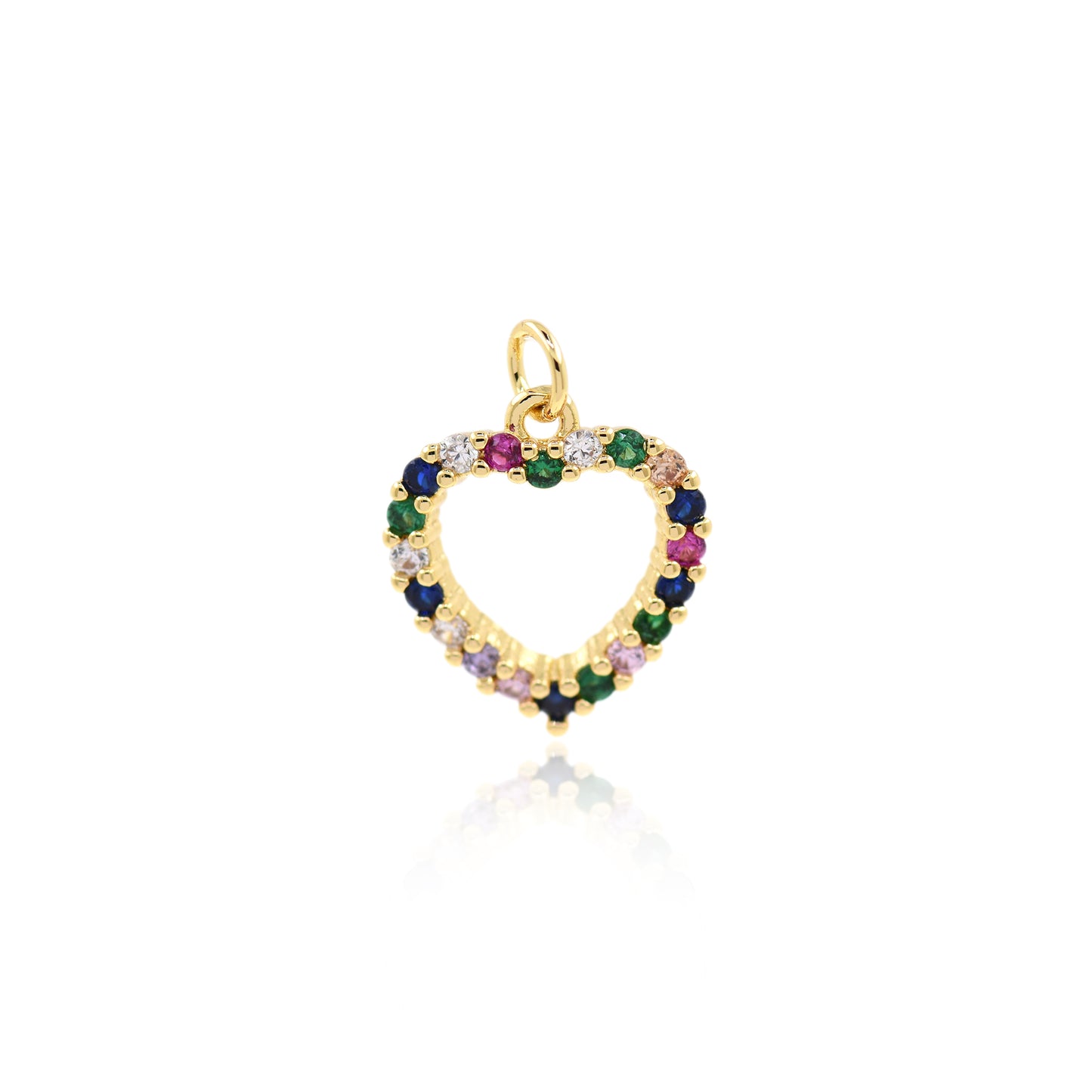 18k Gold Filled Colorful Heart Pendant 16x14mm