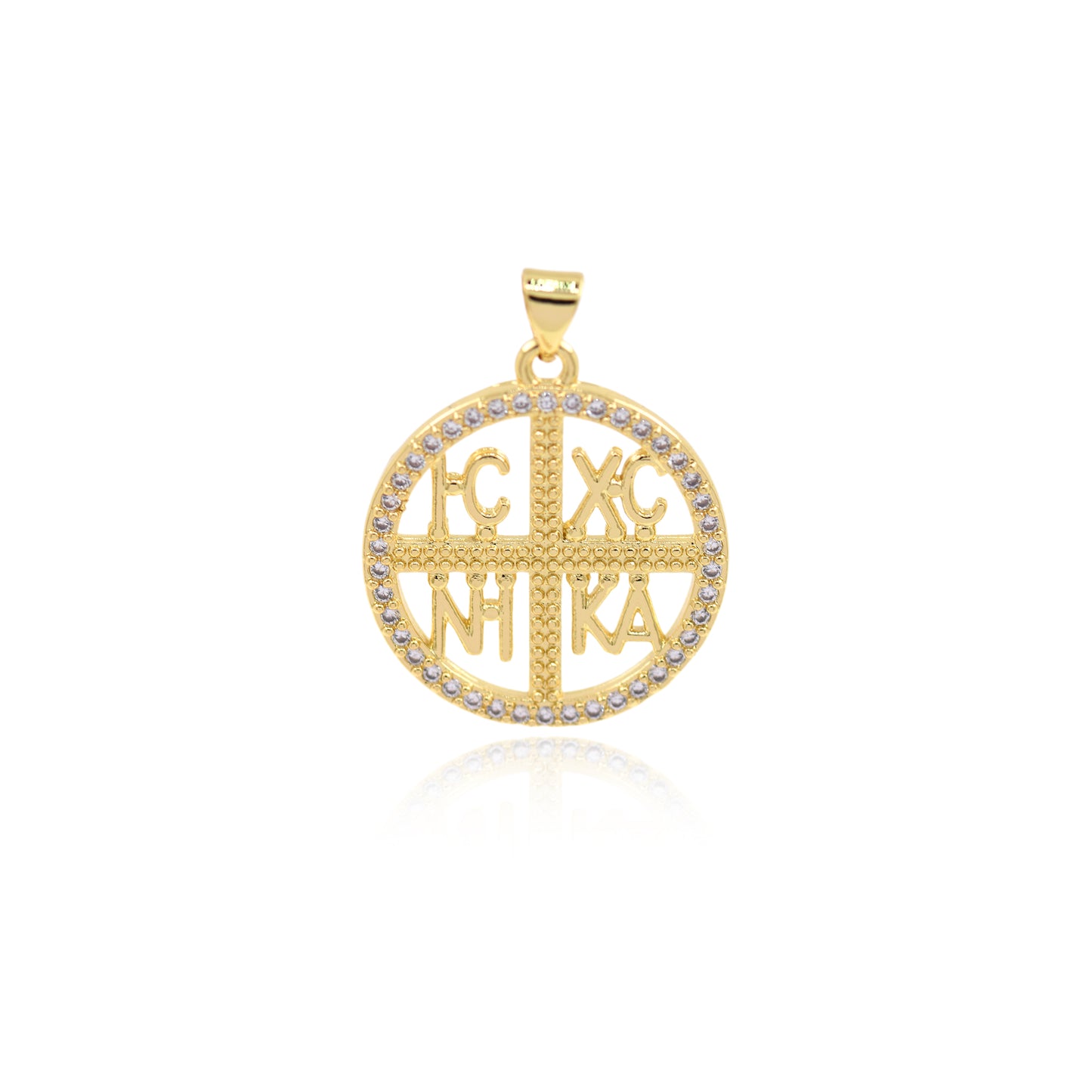 18K Gold Filled Catholic Charm,Hollow Fashion Letter Cross Pendant 24mm