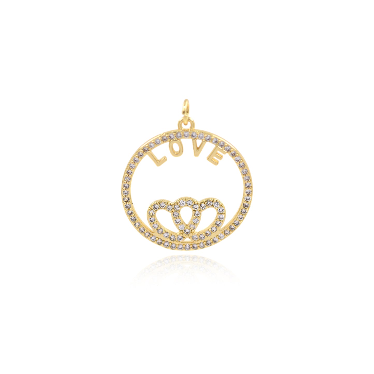 18K Gold Filled Round Love Pendant,Love Charm Necklace Pendant 25.5mm