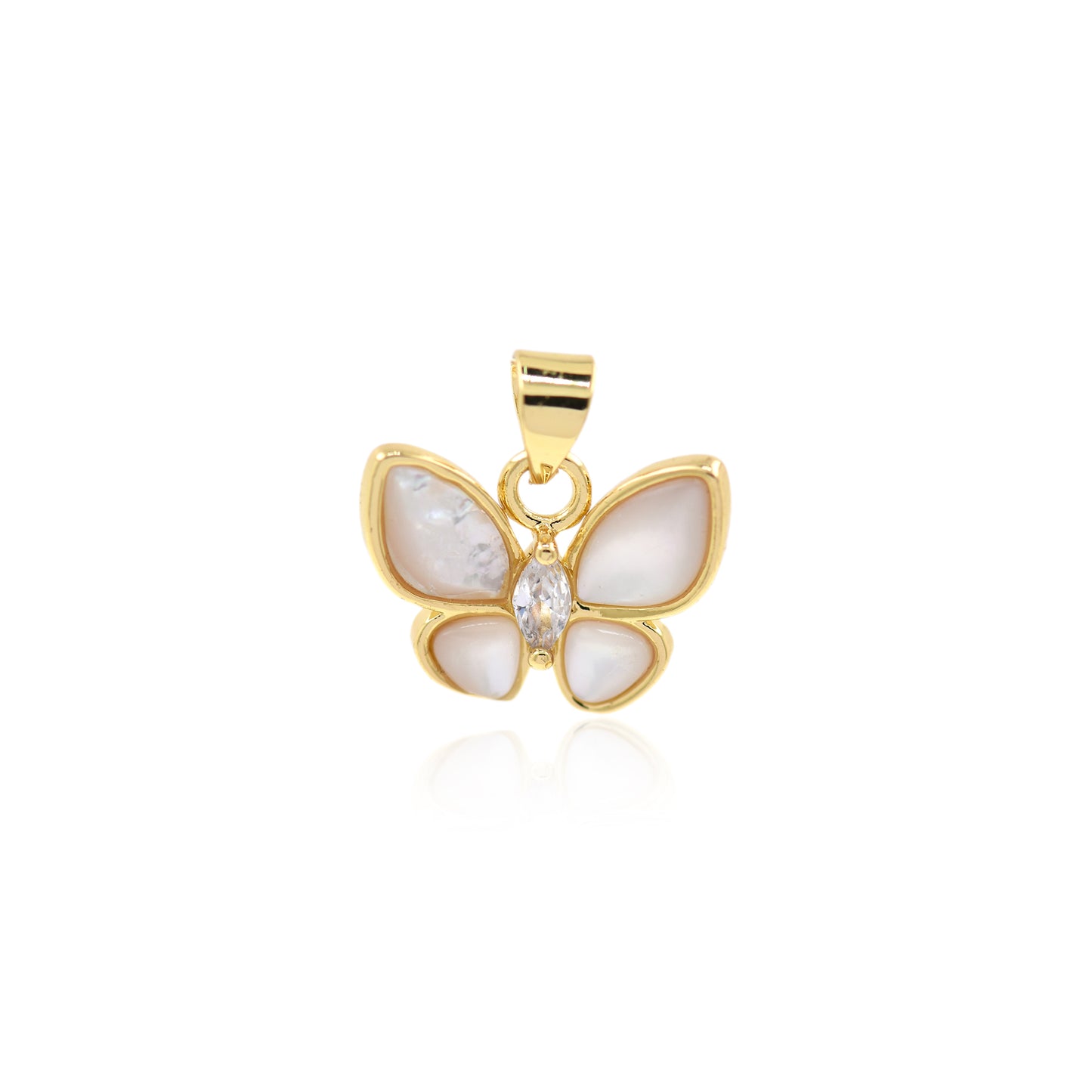 18K Gold Filled shell Butterfly Pendant 16x12mm