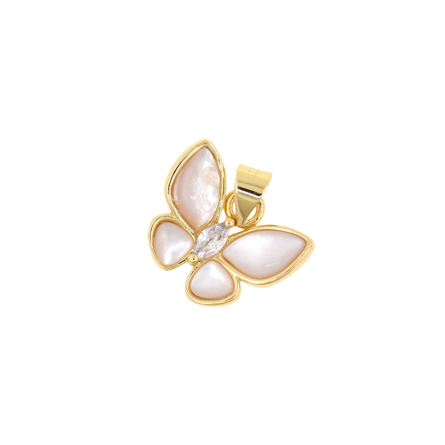 18K Gold Filled shell Butterfly Pendant 16x12mm