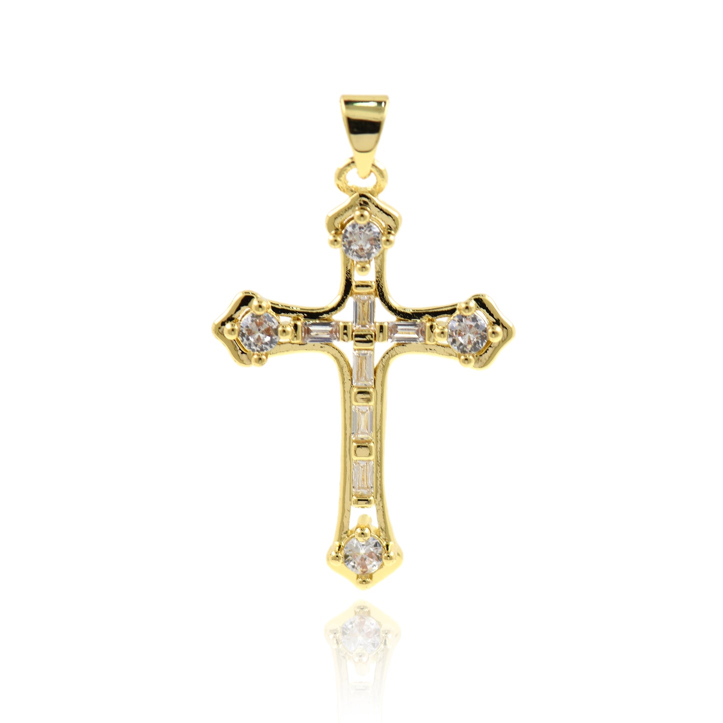 CZ Micro Pave Cross Pendant, Cross Charm 24x32mm