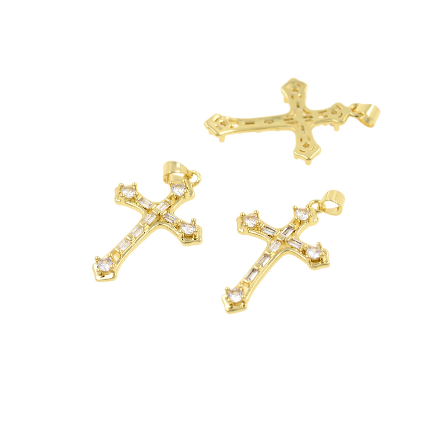 CZ Micro Pave Cross Pendant, Cross Charm 24x32mm