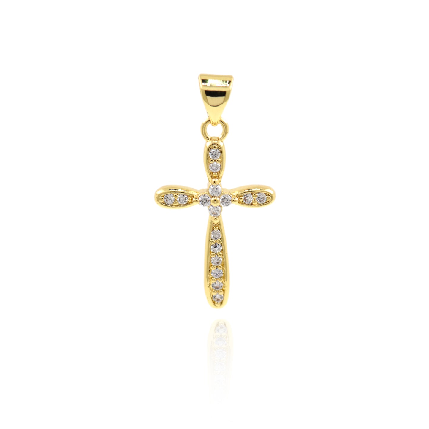 18K Gold Filled Cross Pendant, Religious Charm 18x29mm