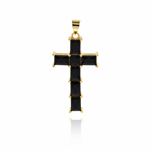 18K Gold Filled Religious Enamel Cross Pendant 18x33mm