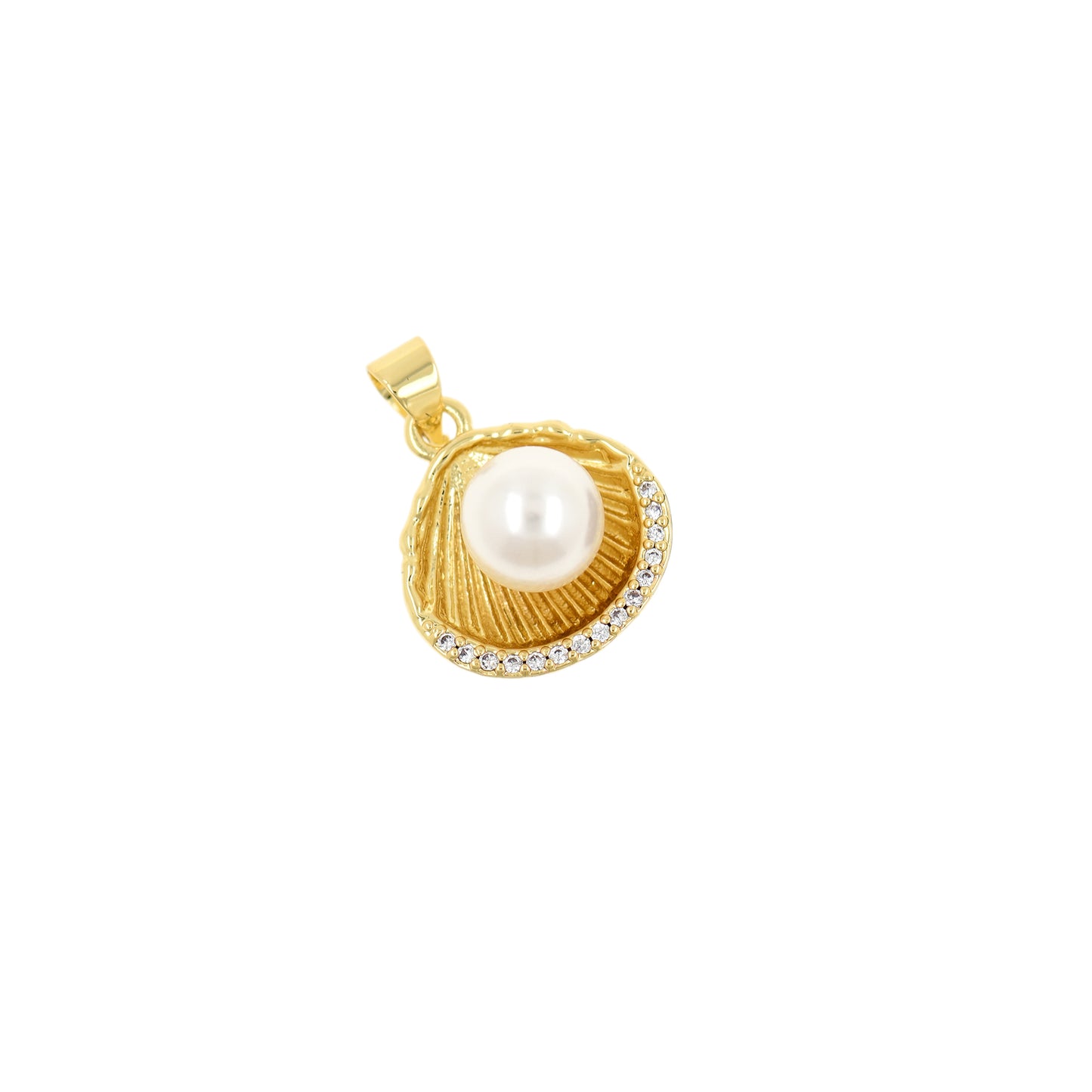 Scallop with Pearl Necklace Pendant 15x17mm