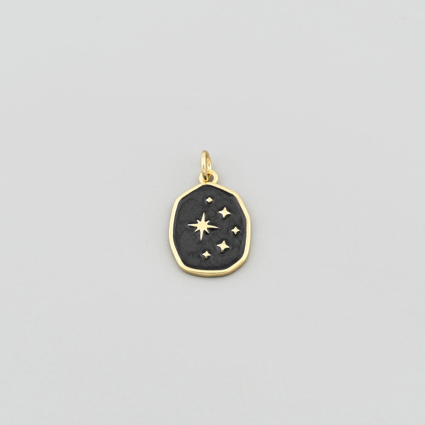 18K Gold Filled Enamel Pendant with Star Moon Pattern 13x18mm