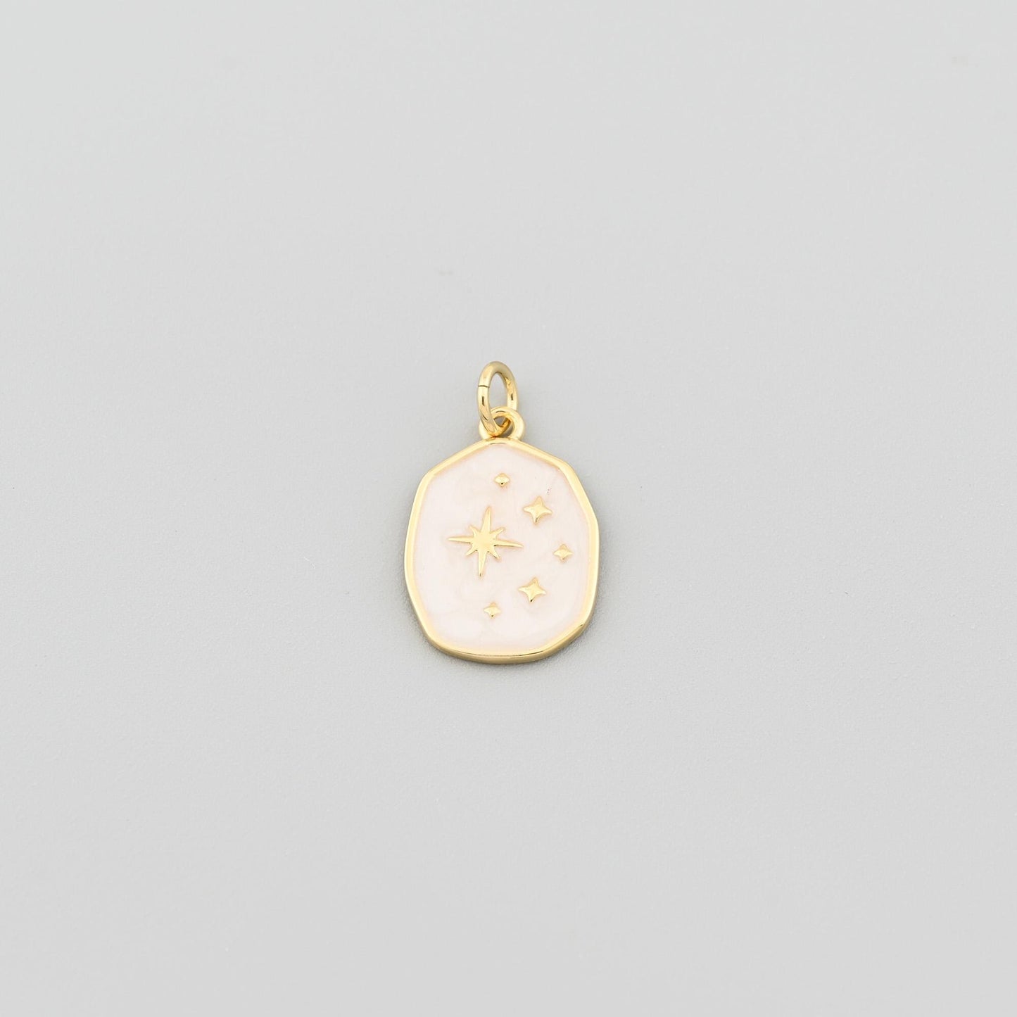18K Gold Filled Enamel Pendant with Star Moon Pattern 13x18mm