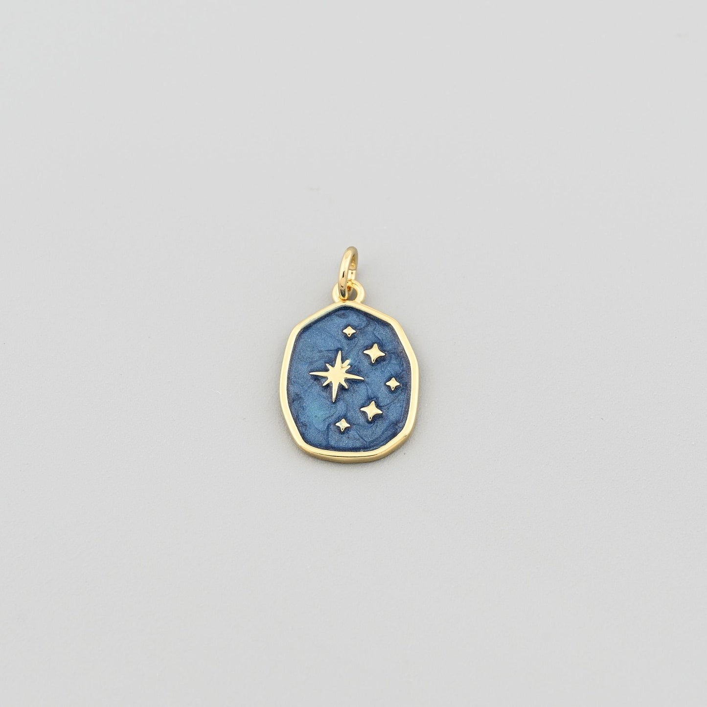 18K Gold Filled Enamel Pendant with Star Moon Pattern 13x18mm